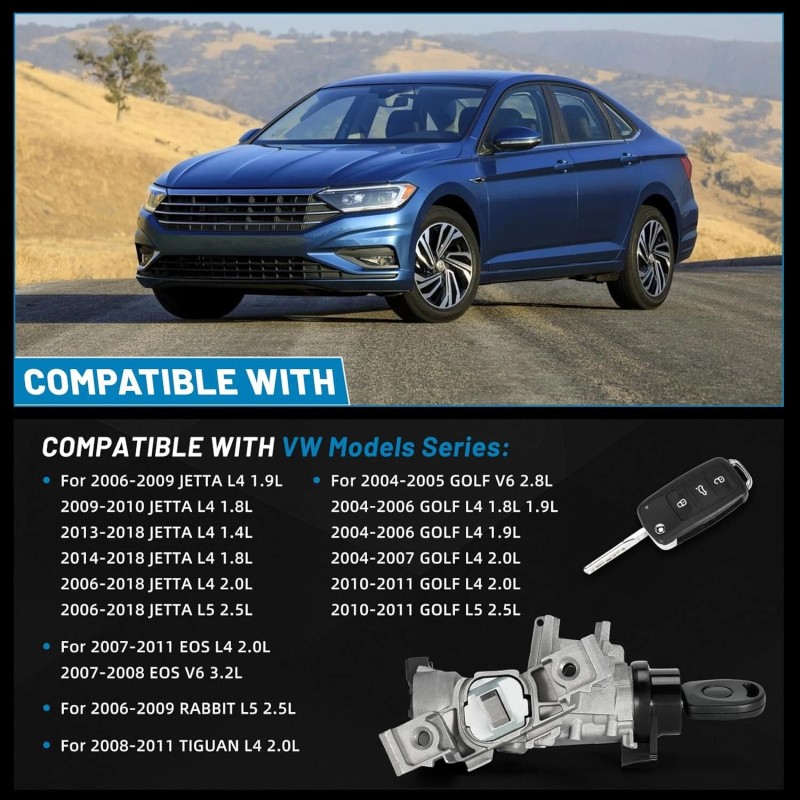Unbranded For Vw Jetta 2006-2018 Ignition Switch Lock Assembly W/remote