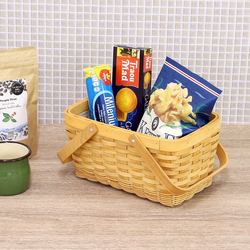 Wood Chip & ratanmikkusu Woven Inner Lining with Carry Cosmetic