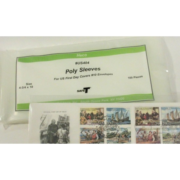 HECO 100 #10 BUSINESS ENVELOPE POLY SLEEVES, HECO #US404, HEAVY