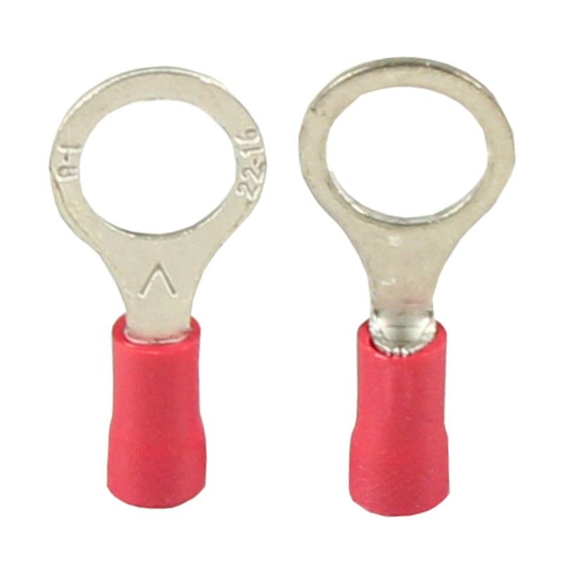 WeltiesSmartTools 10 Insulated Ring Cable Lugs M4 Red Insulated Crimp
