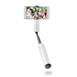 CliqueFie CLIBTPWHT Selfie Stick (Diameter 1.3 inches (34 mm) Diameter, Reinforced Stainless Steel Material, Bluetooth Compatible, Retractable Wireless, Remote Control & One Push Pull Out Tripod