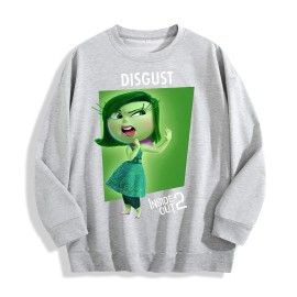 Inside Out 2 Disgust Character Graphic Crewneck Sweatshirt, US Warehouse, 6 ColorsSize: 2 XL, Color: Light Gray