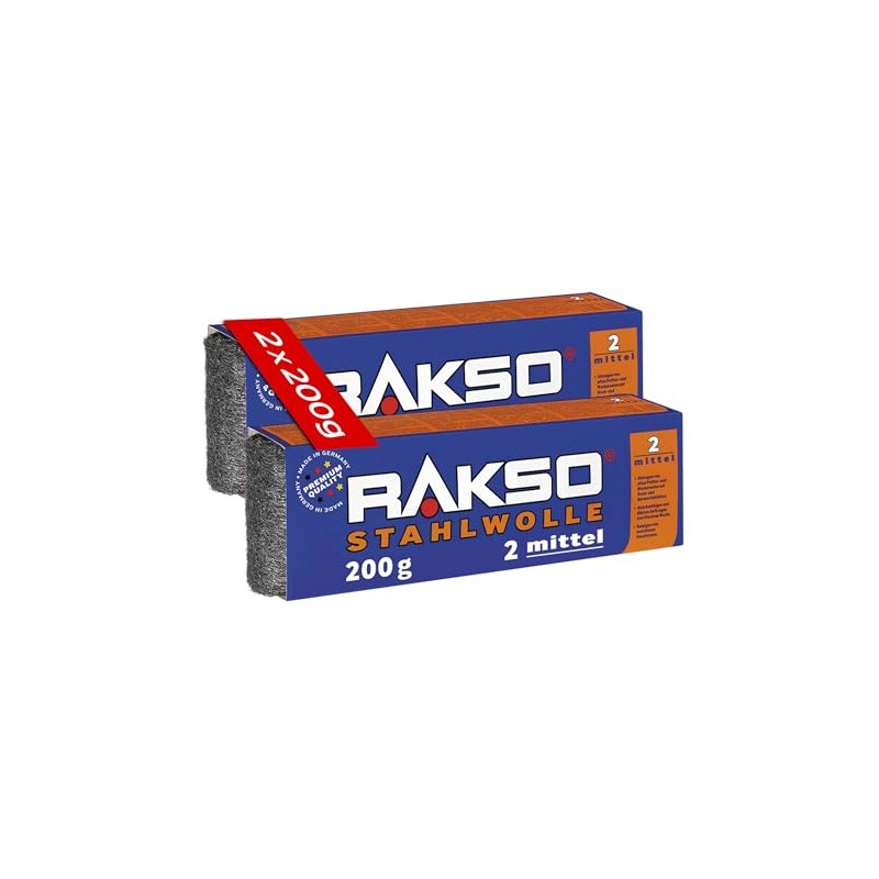 RAKSO Steel Wool Medium 2-400 g, 2 x 200 g