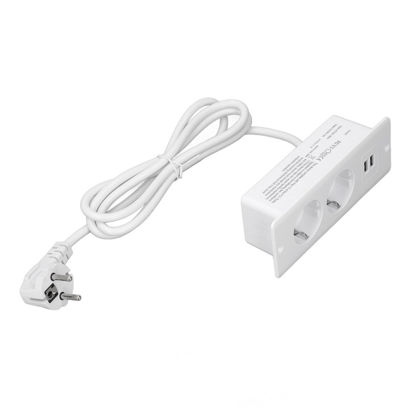 Embedded Power Outlet 2 USB 2 10A Ports Recessed Desk