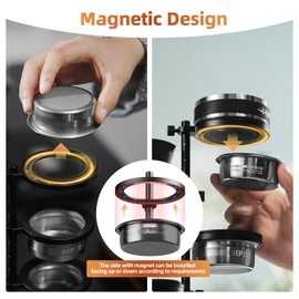 MHW-3BOMBER Magnetic Portafilter Basket Storage Stand, Espresso Filter Basket Stand for 51/53/54/58mm Filter Baskets, Removable Espresso Basket Display Bracket SR6106-OS