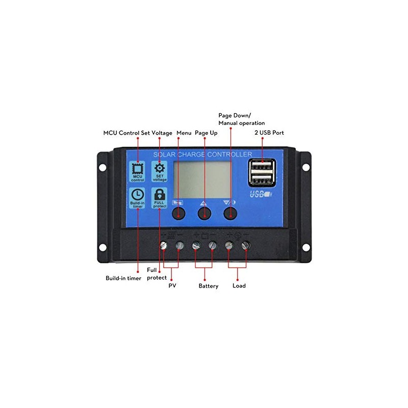 Solar Controller with pre-Installed Anderson Plugs. 10A/20A/30A (30A)