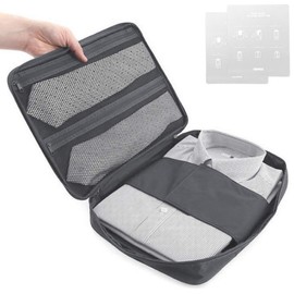 Bidiri Shirt Case, Travel Shirt Storage, Prevents Wrinkles/Shape Disorders, Business Trips, Travel, Convenient, Goods, Shirt, Storage Case, 2 Guide Plates (Gray)