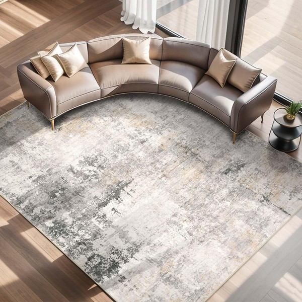 Modern Abstract Washable Area Rug - 8x10 Large Living Room