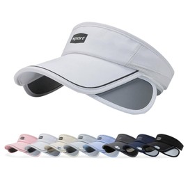 Peicees Wide Brim Visor for Women Men Golf Hat UV Sun Protection Cap for Beach Tennis Running Sunshade Hat UPF 50+, White, 6 3/8-7 1/2