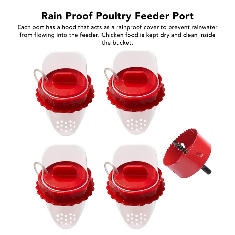 Chicken Feeder Rain Proof Poultry Feeder Port Gravity Feed Kit