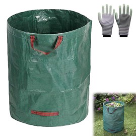 Garden Waste Bag, 100 L Leaf Bag, Garden Bag with Handles, Large Sturdy Garden Bags, Leaf Collector, Self-Standing Waste Bag, Stable Green Cutting Bags for Grass, Leaves, Hedges, Garden Waste