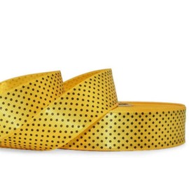 1 Pcs 1 1/8"W Polka Dot Satin Ribbon Yellow Black 10 Yards, Polka Dot Ribbon for Gift Wrapping | #AA120RK