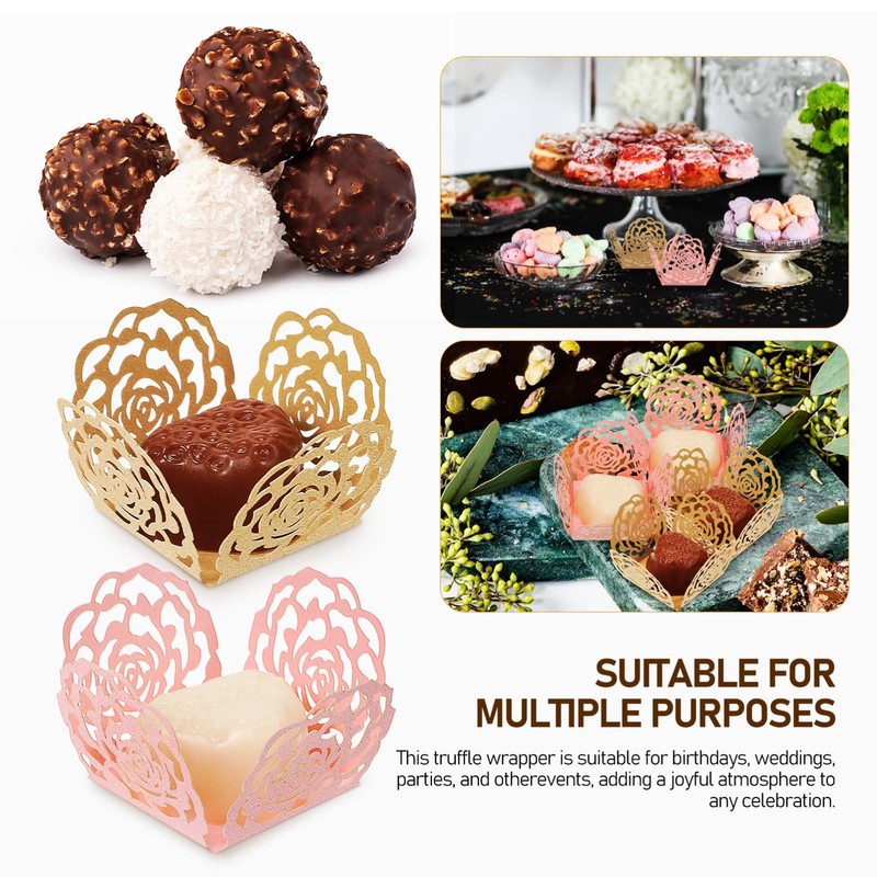 SEWACC 100pcs Truffle Wrappers Liners Mini Cupcake Liners, Paper Chocolate