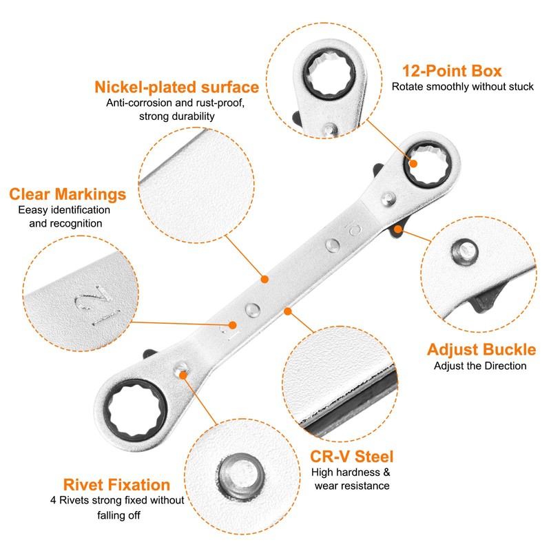 sourcing map Double Box End Reversible Ratcheting Wrench 10mm x