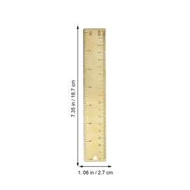 NUOBESTY Golden Brass Ruler 18 cm Double Scale Lightweight and Portable for Boys and Girls for Learning and Art Projects