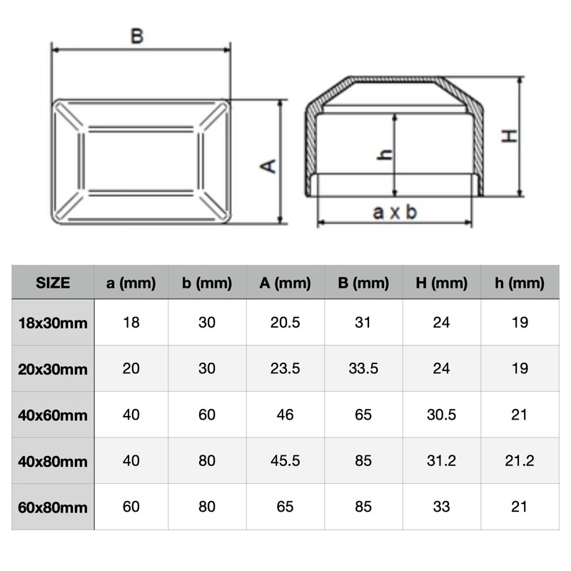 SKIR'CO Fence Post Caps Rectangular Grey Plastic Caps 60 x