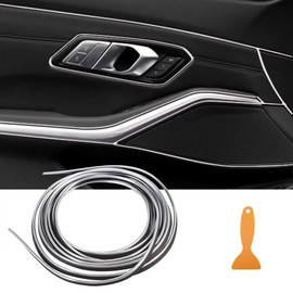TOMALL Car Interior Moulding Strip Car Decorative Filler Insert Strips 5M(16ft) Flexible Electroplating Decoration Styling Dashboard Accessories with Installing Tool (Silver)