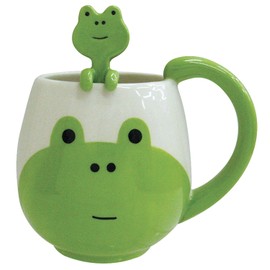 Decole Ceramic Frog Mug and Spoon, 12 oz.