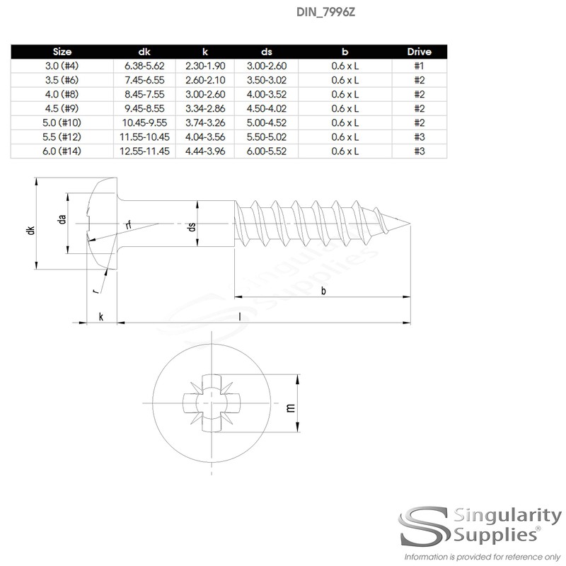 No.4 x 1.18 (3.0mm x 30mm) Pozi Pan Wood Screw