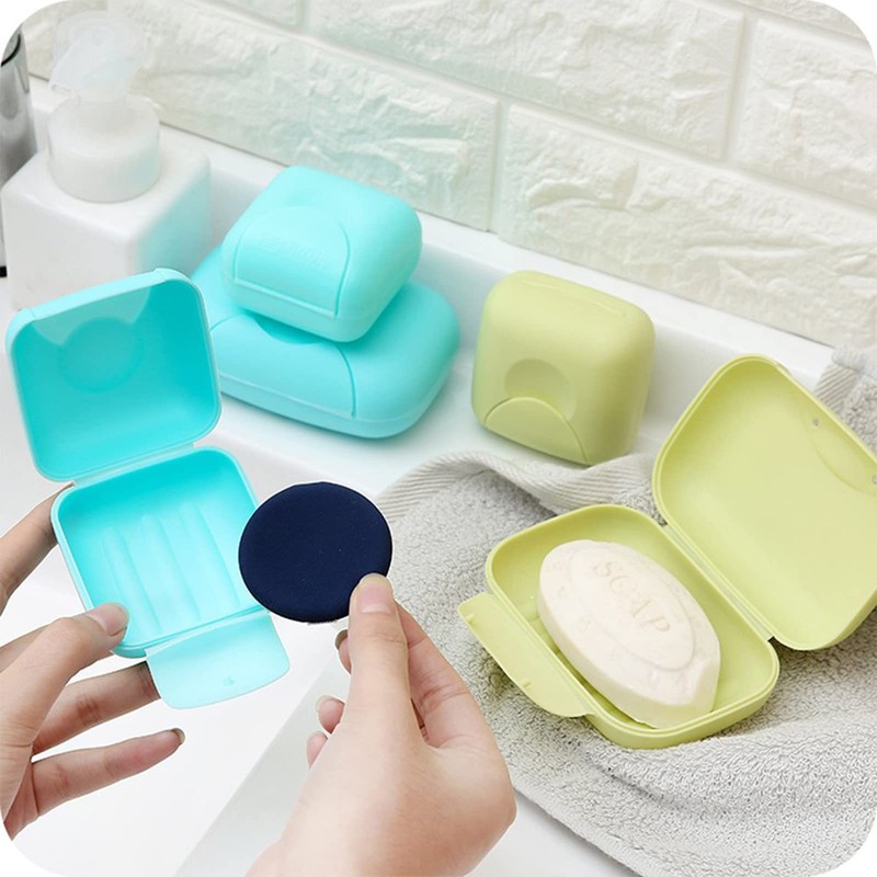 RETON 4 Pcs Travel Soap Container, Portable Soap Holder Dish,