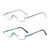 Half Reading Glasses - 2 Pairs Half Rim Metal Frame