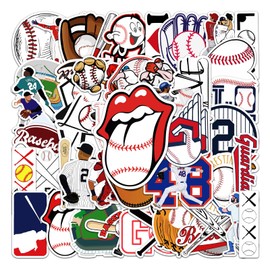 50pcs Baseball Stickers for Kids and Adults Waterproof Set PVC Vinyl,Baseball Team Sports Decals for Motorcycles, Skateboards, Helmet, Luggage Cases, Laptops, Water Bottles, Great Gift for Teens