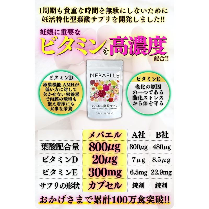Mebael Folic Acid Supplement - 1 Bag (30 Day Supply)