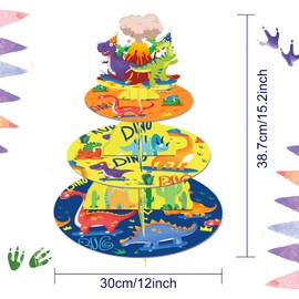 Dinosaur Cupcake Stand for 24 Cupcakes 3 Animal Cupcake Stand Cartoon Dinosaur Themed Party Supplies Cupcake Display Holder for Birthday Party, Baby Shower, Party
