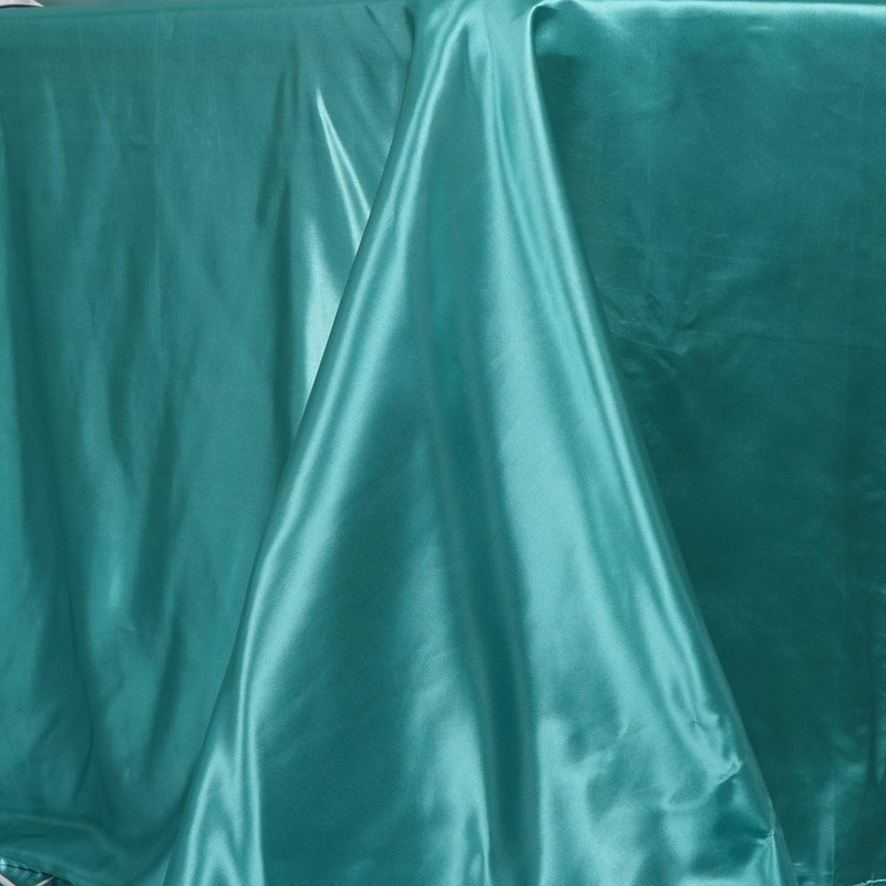 TABLECLOTHSFACTORY Turquoise 90x156 Rectangle Satin Tablecloth