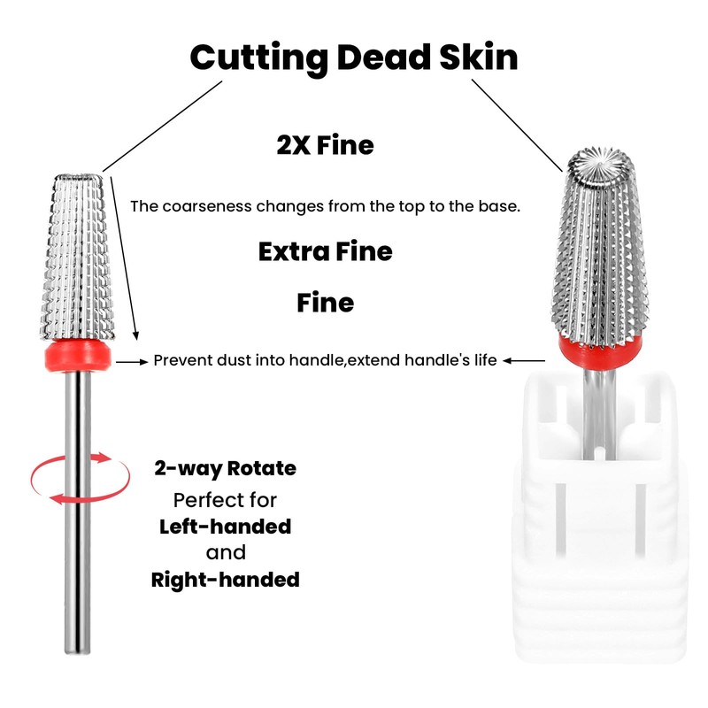 oruola Nail Drill Bits,3pcs 5 in 1 Carbide Nail Drill