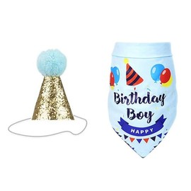 Pack of 2 Dog Birthday Bandana Set, Dog Birthday Hat Dog Birthday Tie Ties Dog Bandana Dog Accessory Set Dog Birthday Party for Puppy Cat House
