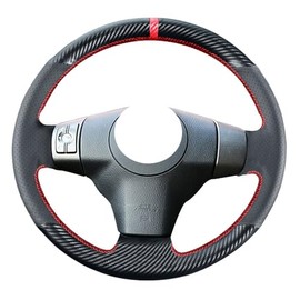 Kivnto DIY Stitching Carbon Fiber Steering Wheel Cover for Toyota RAV4 2006 2007 2008 2009 2010 2011 2012 / for Toyota Yaris Sedan 2007-2011 Leather Interior Accessories
