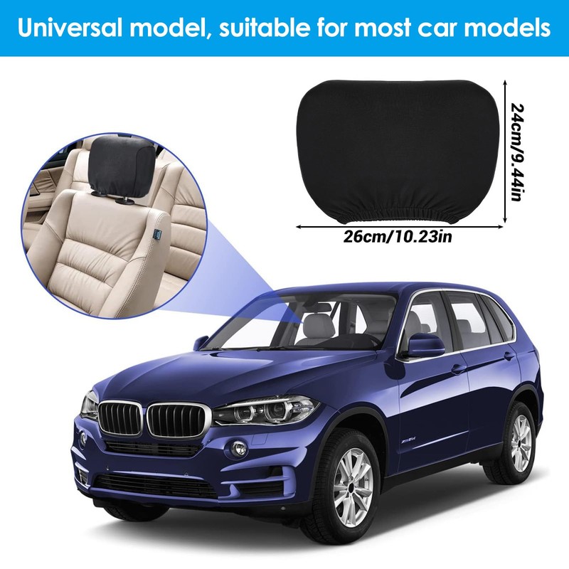 4 PCS Car Headrest Covers, Dustproof Washable Car Head Rest