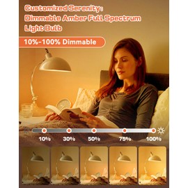 Neporal 9W Amber Light Bulbs with Remote, 3 Color Dimmable Full Spectrum Warm Light Bulbs, Blue Light Blocking, 4 Level Timing, Dim Light Bulbs 60W Equivalent for Bedroom, Nursery, Sleep