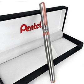 Pentel Sterling Symphony Silver Barrel Rollerball Black Ink Pen
