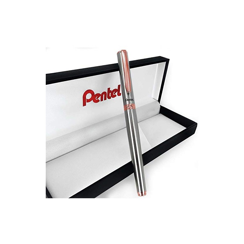 Pentel Sterling Symphony Silver Barrel Rollerball Black Ink Pen