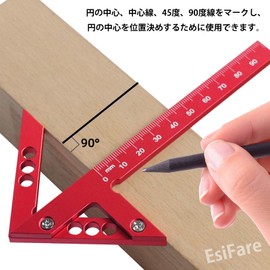 EsiFare Right Angle Ruler, Woodworking Ruler, Scoya, Injury Tool, 45° Scoya, Stopping Ruler, Woodworking Scribe, Carpentry Injury Tool, Aluminum Carpenter Ruler, Multi-functional, Woodworking