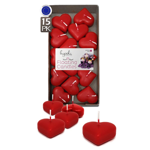 Hyoola Premium Red Heart Floating Candles - Love Shaped Candles