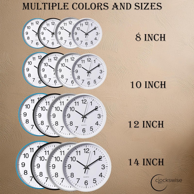 Clockswise Black 8-in Analog Clock Silent, Non-Ticking for Wall, Office