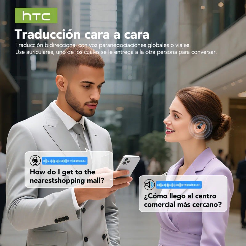 Audfonos Inalambricos Htc Ne02 IA Traduccin Bt6.0 Ows Auriculares Luz