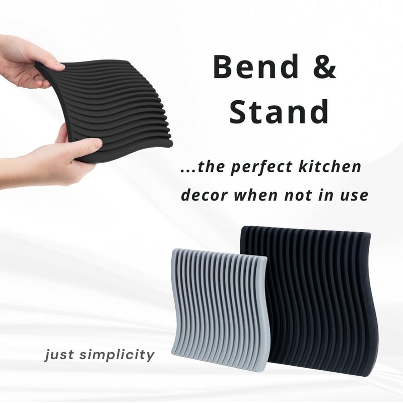 Just Simplicity - Premium Silicone Trivet Set, Freestanding Bendable Design,
