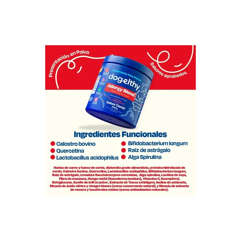 Suplemento Allergy Blend Dogelthy para Perro con Quercetina y Probióticos,