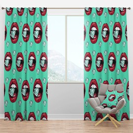 DesignQ Curtains 'Bright Lips Holding A Sparkling Brilliant' Curtains for Bedroom, Curtains for Living Room, Curtains & Drapes - Thermal Insulated - Single Panel- 52x95
