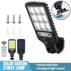 Solar Street Lights Outdoor Waterproof, Parking Lot Lights Dusk to Dawn, Flood Light Wide Angle Motion Sensor and Remote Control Suitable for courtyards, Garage, Garden (108COB)
