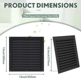 Yaocom 2 Pcs Aluminum Attic Vents 12" x 12" Metal Gable Wall Mesh Shed Vent with Screen Square Louver Grille for Exterior Door House Attic Garage Ceiling