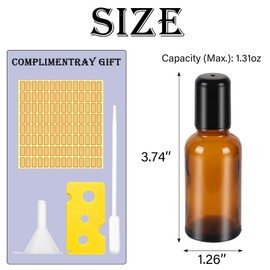 RAMFIYN 3 Pack Amber Roller Bottles for Oils 30ml Refillable Roller Ball Applicator for Travel Glass Roller Bottles with Filling Tool Set and Label