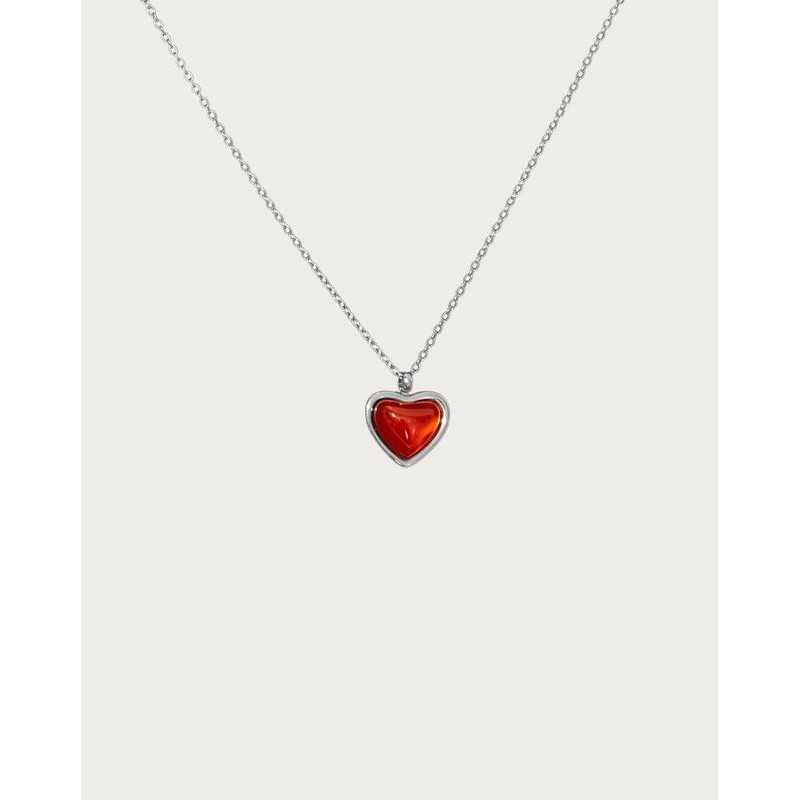 En Route Jewelry Carnelian Stone Heart Necklace in Silver -