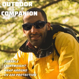 Joopin Sports Sunglasses Polarized UV400 Wrap Around Shades for Men Women Big Military Sun Glasses Sunnies (Matte Black)