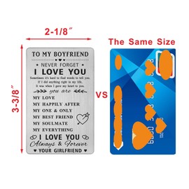 Boyfriend Gifts from Girlfriend, Boyfriend Birthday Waleet Card, Boyfriend Engraved Love Message Birthday Wallet Card