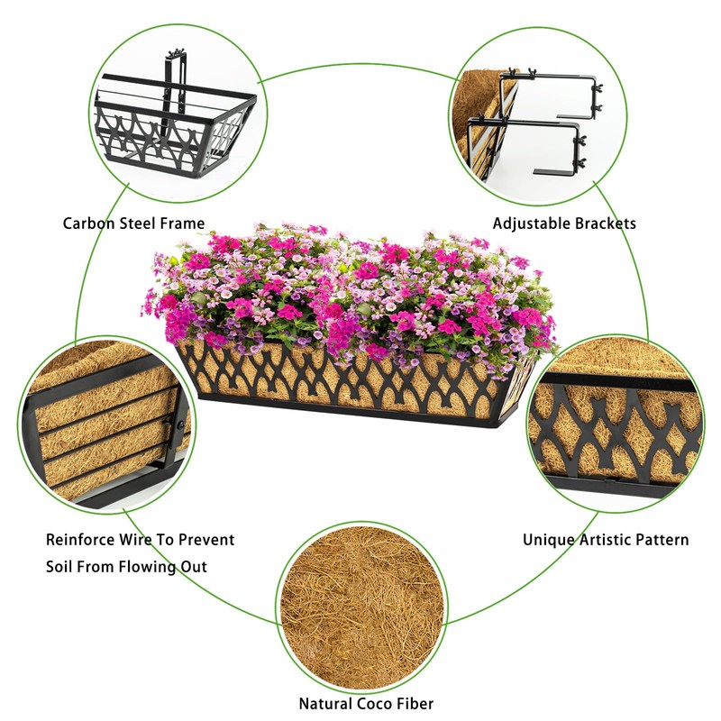 4 Pack 24 Inch Window Boxes Planters for Outdoor Plants
